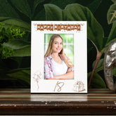 18th Birthday White Wooden Photo Frame Engraved Bunting Style Gift